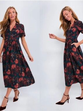 Tuckernuck NEW Persimmon Floral Jacquard Adelaide Formal Midi Dress Size Medium